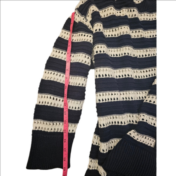 Ava & Viv Crew Neck Open Crochet Striped Long Sleeve Sweater Size 2X - Picture 10 of 11